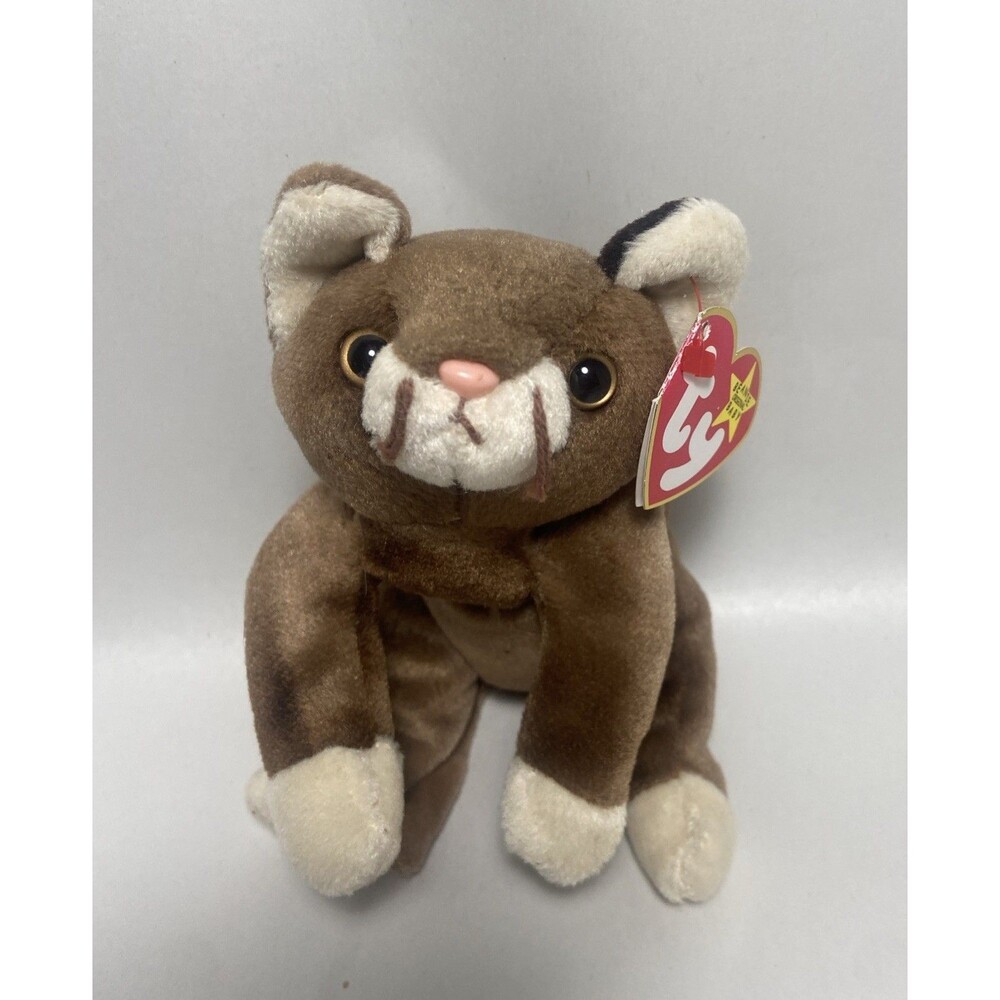 Ty Beanie Baby Collection Pounce the Cat 1997 Paper Tag Brown and Cream
